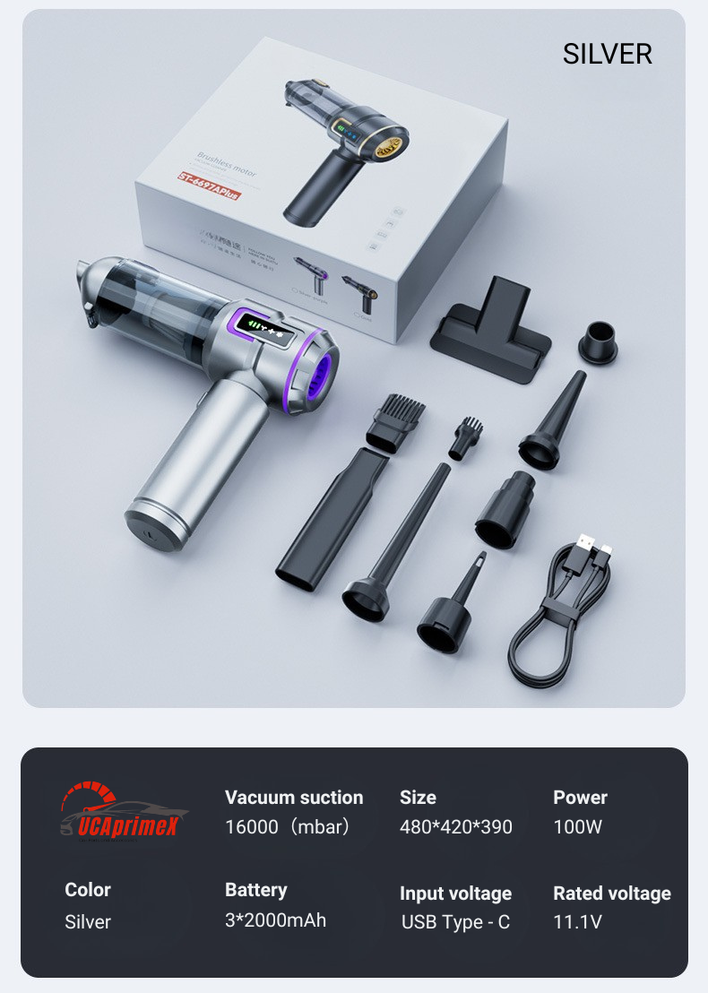 Car Vacuum Cleaner Brushless Lcd Display Power Vacuum Cleaner Handheld Suction and Blowing Integrated Blower Dust Blower