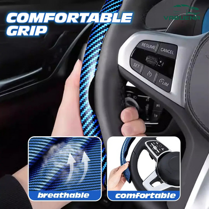 Samoz Shield - Universal Fit Anti-Slip Carbon Fiber Silicone Steering Wheel Cover