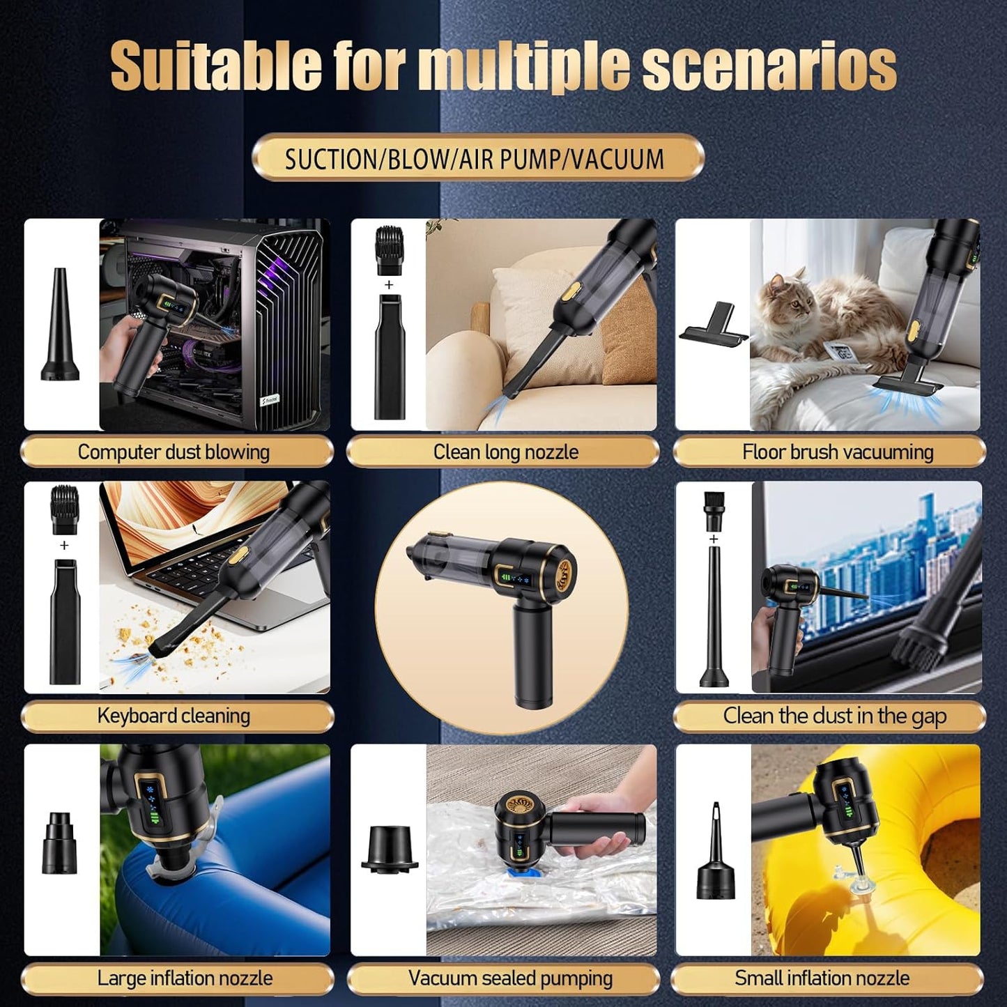 Car Vacuum Cleaner Brushless Lcd Display Power Vacuum Cleaner Handheld Suction and Blowing Integrated Blower Dust Blower